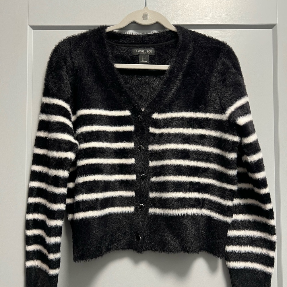 Rachel Zoe Black and White Striped Cardigan
